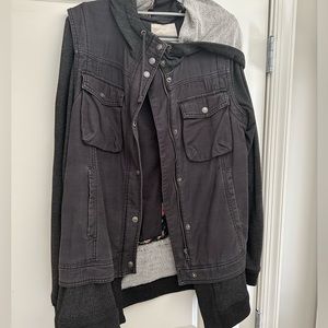 Free people women’s large dark grey utility jacket, long